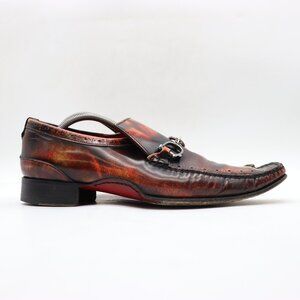 Jeffery West Brown Leather Horse Bit Derby Men's UK 10 US 11 Slip On Shoes